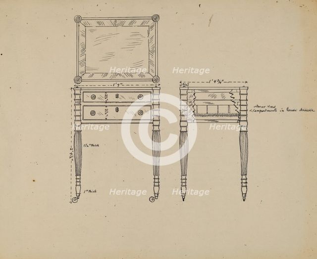 Sewing and Work Table, 1935/1942. Creator: Unknown.