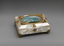 Sewing casket with view of Weilburg near Baden in Austria, 1820-30. Creator: Unknown