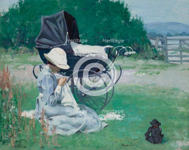 Sewing in the Sun. Creator: Baldwin, Brake (1885-1915).