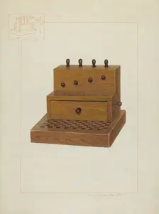 Sewing Kit and Spool Box, c. 1938. Creator: Edward L Loper