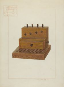 Sewing Kit and Spool Box, c. 1938. Creator: Edward L Loper
