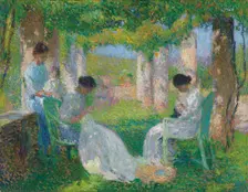 Sewing under the large pergola. Creator: Martin, Henri (1860-1943)