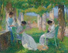 Sewing under the large pergola. Creator: Martin, Henri (1860-1943)