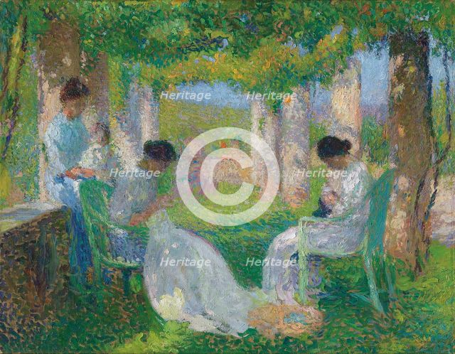 Sewing under the large pergola. Creator: Martin, Henri (1860-1943).