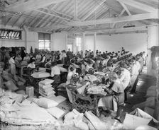 Sewing workshop, Hampton's Munitions Works, Lambeth, London, 1914-1918. Artist: Bedford Lemere and Company