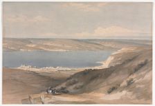 Sea of Galilee at Genezareth looking Towards Bashan, 1839. Creator: David Roberts (British, 1796-1864)