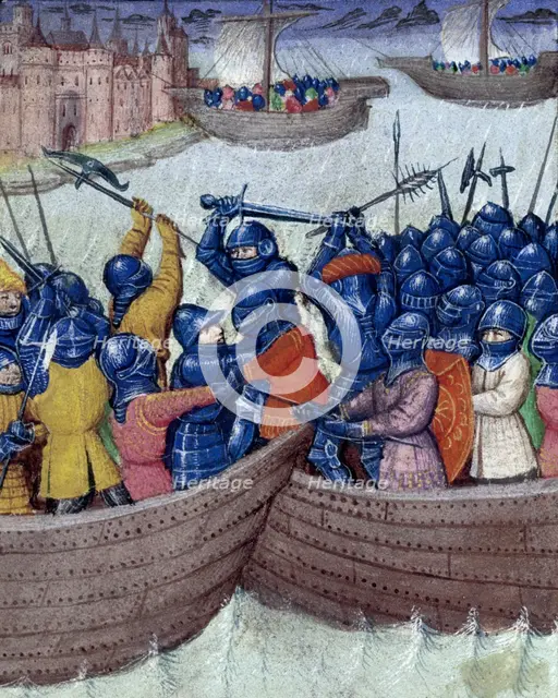 Sea battle, 15th century. Creator: Unknown.