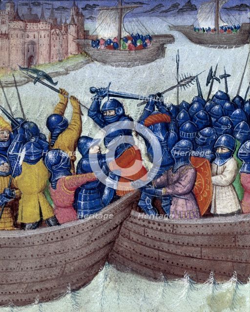 Sea battle, 15th century. Creator: Unknown.