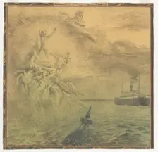 Sea: design for a wall painting in Rotterdam, c.1908-c.1917. Creator: Huib Luns