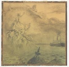 Sea: design for a wall painting in Rotterdam, c.1908-c.1917. Creator: Huib Luns