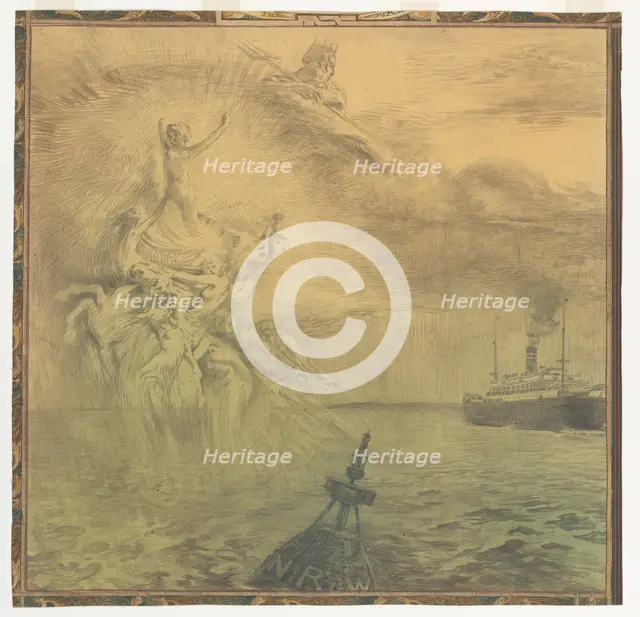 Sea: design for a wall painting in Rotterdam, c.1908-c.1917. Creator: Huib Luns.