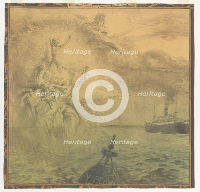Sea: design for a wall painting in Rotterdam, c.1908-c.1917. Creator: Huib Luns.