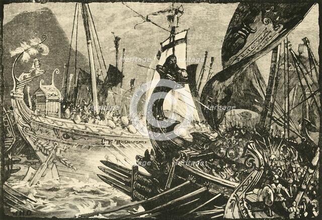 'Sea-Fight Between Ptolemy and Demetrius Poliorcetes Off Salamis', 1890.   Creator: Unknown.