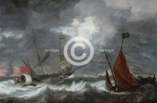 Sea storm with sailing ships, c. 1645. Artist: Peeters, Bonaventura, the Elder (1614-1652)