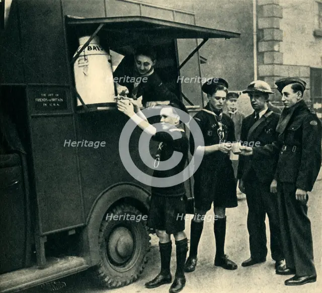 'Sea Scouts Serving at a Mobile Canteen', 1944. Creator: Unknown.