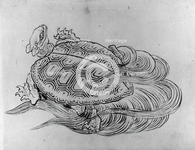 Sea Turtle (Emblem of Longevity), 18th-19th century. Creator: Hokusai.