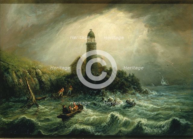 Sea View of Cape Poge Lighthouse, ca. 1840-1849. Creator: Charles Hubbard.