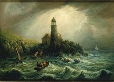 Sea View of Cape Poge Lighthouse, ca. 1840-1849. Creator: Charles Hubbard