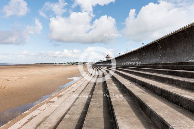 Sea wall and steps, Burnham-on-Sea, Sedgemoor, Somerset, c2010s. Creator: Steven Baker.