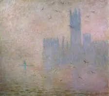 Seagulls. The Thames in London. The Houses of Parliament 1903-1904. Artist: Claude Monet