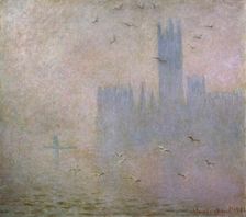Seagulls. The Thames in London. The Houses of Parliament 1903-1904. Artist: Claude Monet
