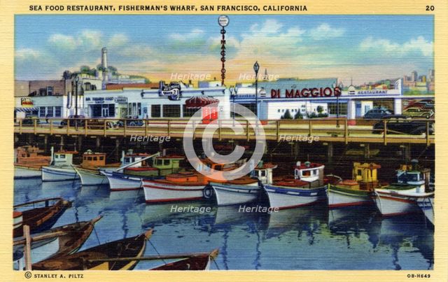 Seafood restaurant, Fisherman's Wharf, San Francisco, California, USA, 1940. Artist: Unknown