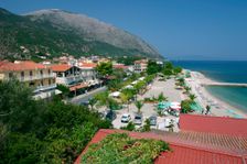 Seafront at Poros, Kefalonia, Greece. Creator: Peter Thompson