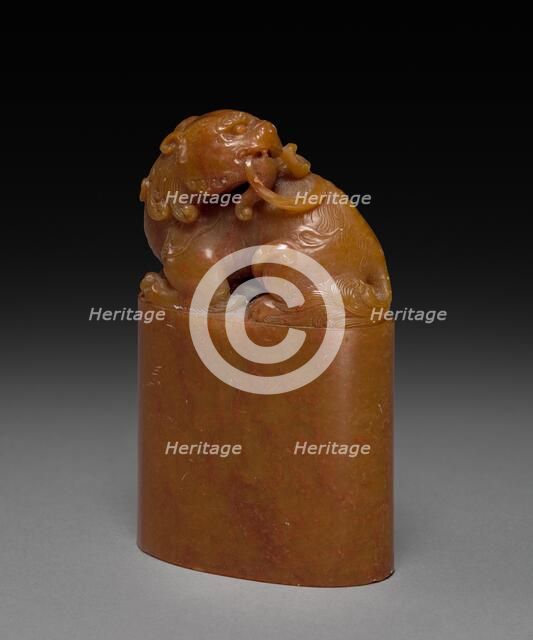 Seal with Reclining Qilin, 1736-1795. Creator: Unknown.