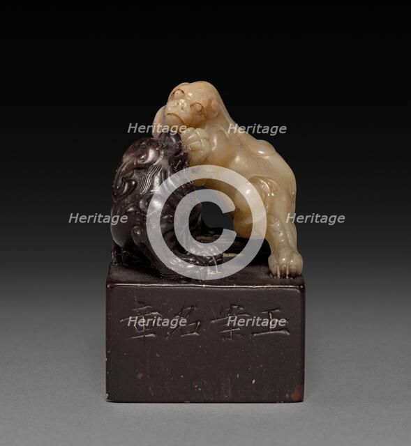 Seal with Two Qilin Playing, 1849. Creator: Unknown.