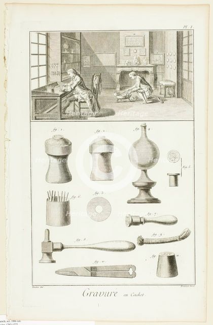 Seal Engraving, from Encyclopédie, 1762/77. Creator: Benoit-Louis Prevost.