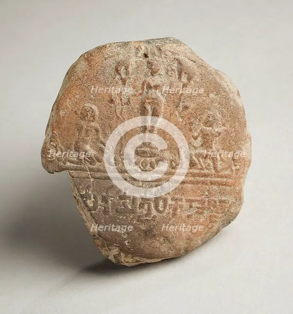 Seal Impression with Shri Lakshmi Lustrated by Elephants (Gaja-Lakshmi), 5th century. Creator: Unknown.