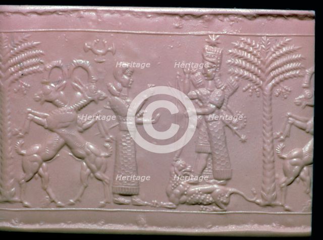 Seal showing the goddess Ishtar, Neo-Assyrian, c720-c700 BC. Artist: Unknown