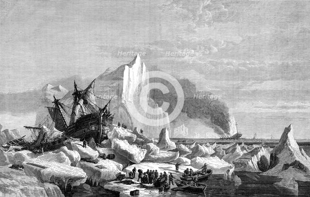 "Sealers Crushed by Icebergs", from the picture by W. Bradford, 1872. Creator: Unknown.