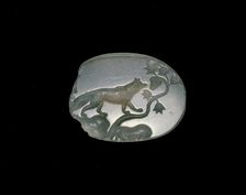 Sealstone depicting a fox with forelegs on a vine with grapes, 5th century BC, late