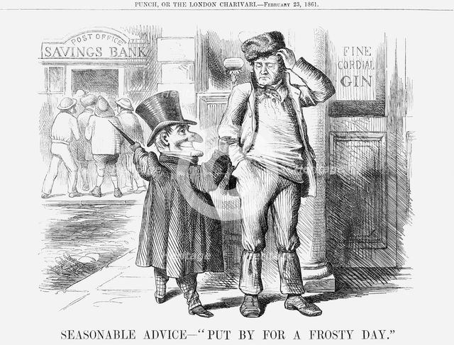 'Seasonable Advice - "Put by for a Frosty Day"', 1861. Creator: Unknown.