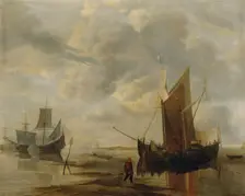 Seascape (copy after Jan van de Capelle), 1900. Creator: Lotte Sykora