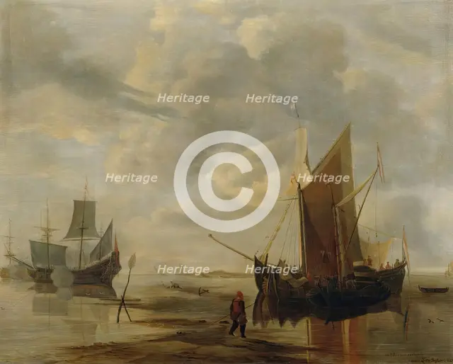 Seascape (copy after Jan van de Capelle), 1900. Creator: Lotte Sykora.