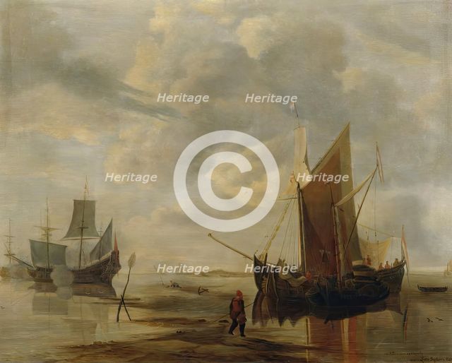 Seascape (copy after Jan van de Capelle), 1900. Creator: Lotte Sykora.