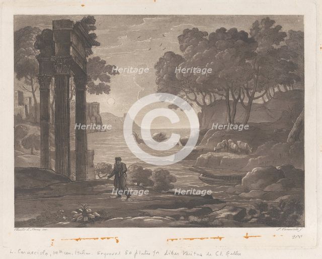 Seascape, after Claude Lorrain's "Liber Veritatis", 1815. Creator: Ludovico Caracciolo.