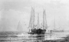 Seascape—Fishing Boats by the Shore, 1875. Creator: Henry Pember Smith