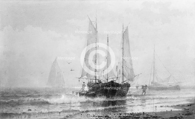 Seascape—Fishing Boats by the Shore, 1875. Creator: Henry Pember Smith.