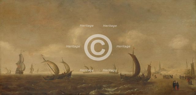 Seascape off Scheveningen Beach, c.1629. Creator: Willem Van Diest.