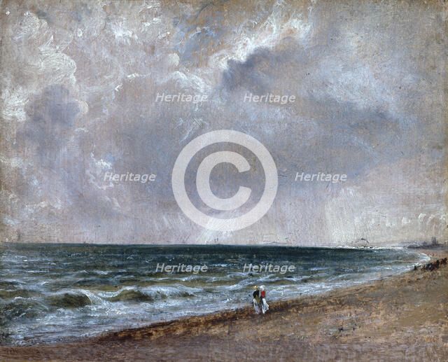 Seascape Study: Brighton Beach looking west, c1824-28. Creator: John Constable.