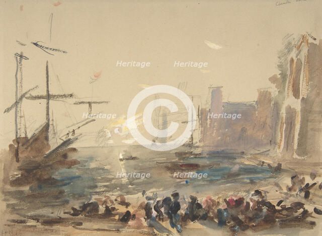 Seascape (recto); Indecipherable sketch (verso), 1840-1906. Creator: Hercules Brabazon Brabazon.