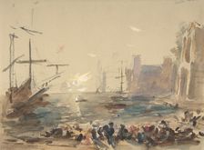 Seascape (recto); Indecipherable sketch (verso), 1840-1906. Creator: Hercules Brabazon Brabazon