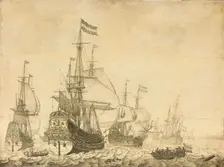 "Seascape with the Dutch Men-of-War including the "Drenthe" and the "Prince Frederick-Henry"", 1630- Creator: Willem van de Velde I
