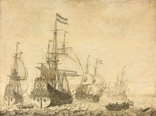 "Seascape with the Dutch Men-of-War including the "Drenthe" and the "Prince Frederick-Henry"", 1630- Creator: Willem van de Velde I