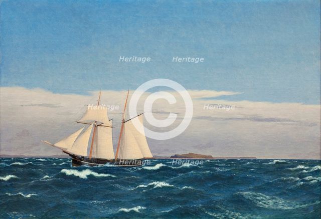 Seascape with the island of Hjelm and the coast of Jutland, 1827-45. Creator: CW Eckersberg.