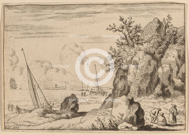 Seascape with Three Figures to the Right, probably c. 1645/1656. Creator: Allart van Everdingen.