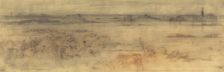 Seascape with a Fortified City at Right, Islands at Left and a Cottage in the Foreground, c1882. Creator: Felix Hilaire Buhot